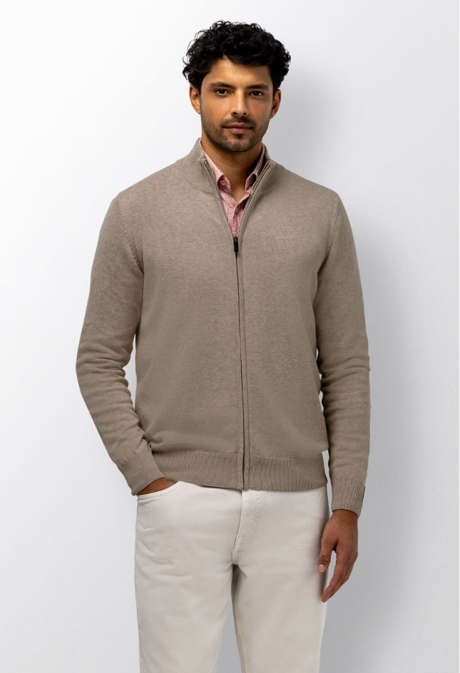 Vest State of Art met hoge kraag en rits - beige uni