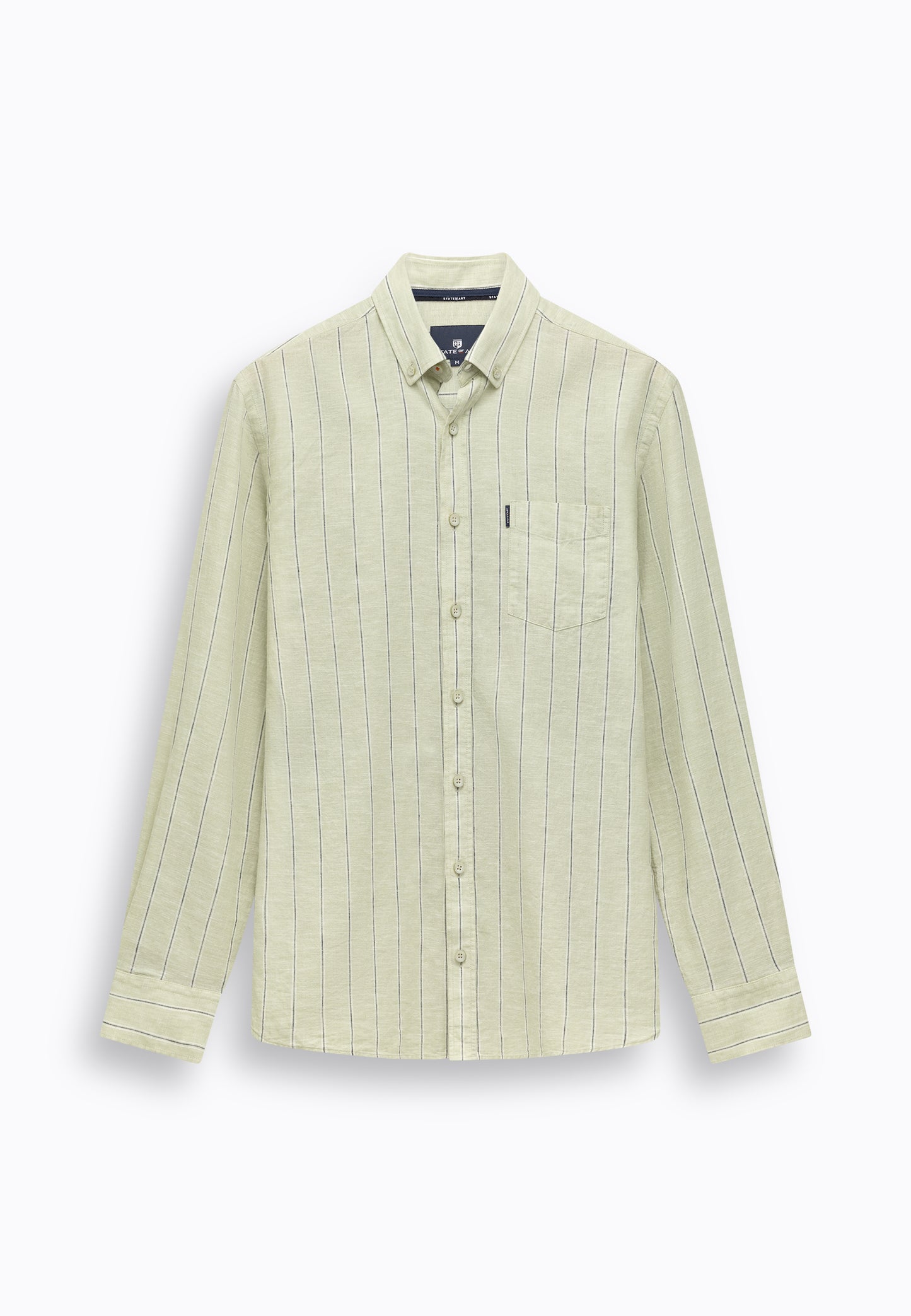 Hemd State of Art linnenmix - lichtgroen/marine