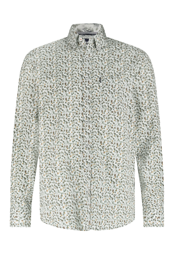 Hemd State of Art print - beige/cognac