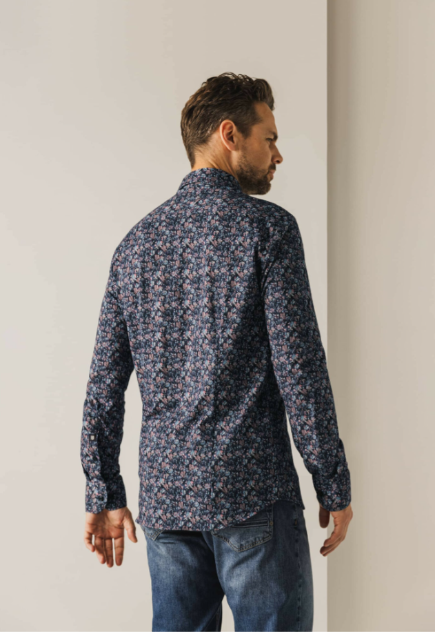 Hemd State of Art twillstof - donkerblauw/mintblauw