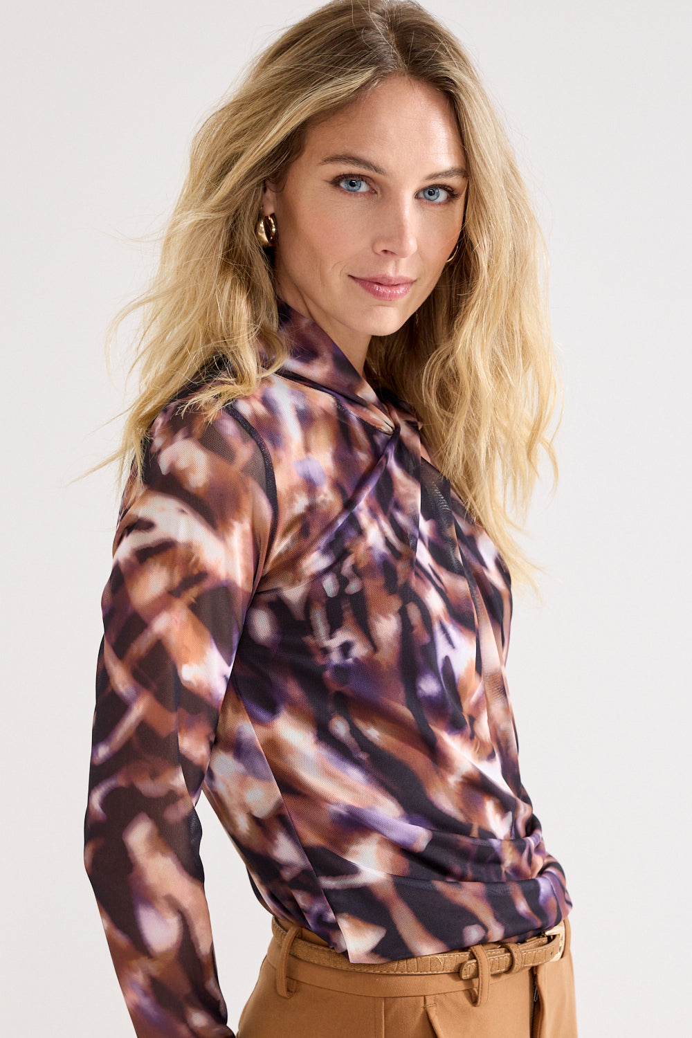 Blouse Tramontana mesh winter eclipse - Print purples