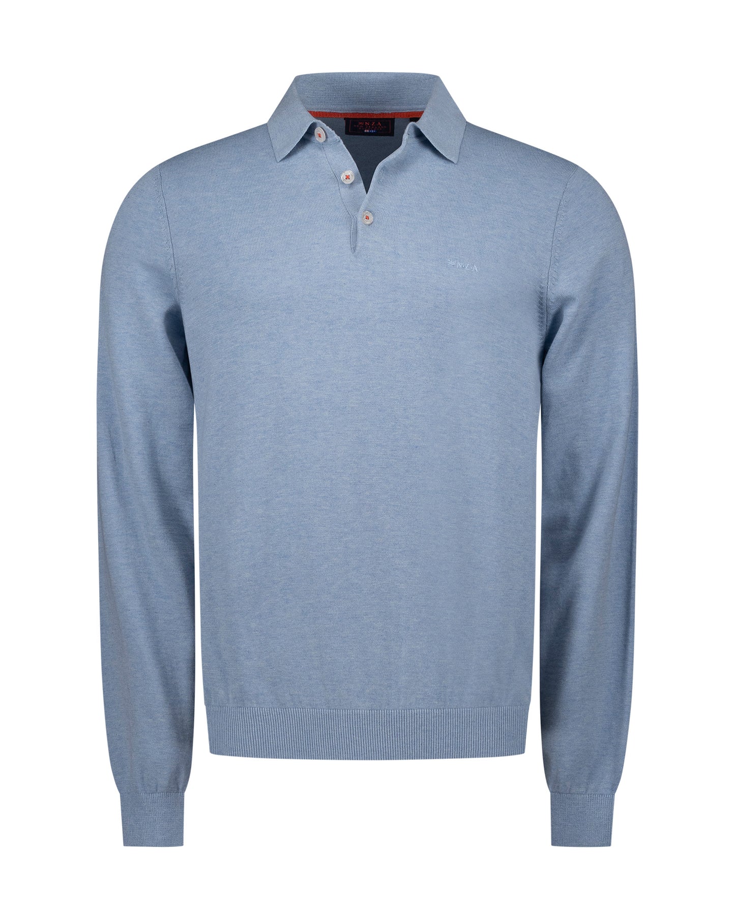Polo NZA polo lange mouw sky blue melange