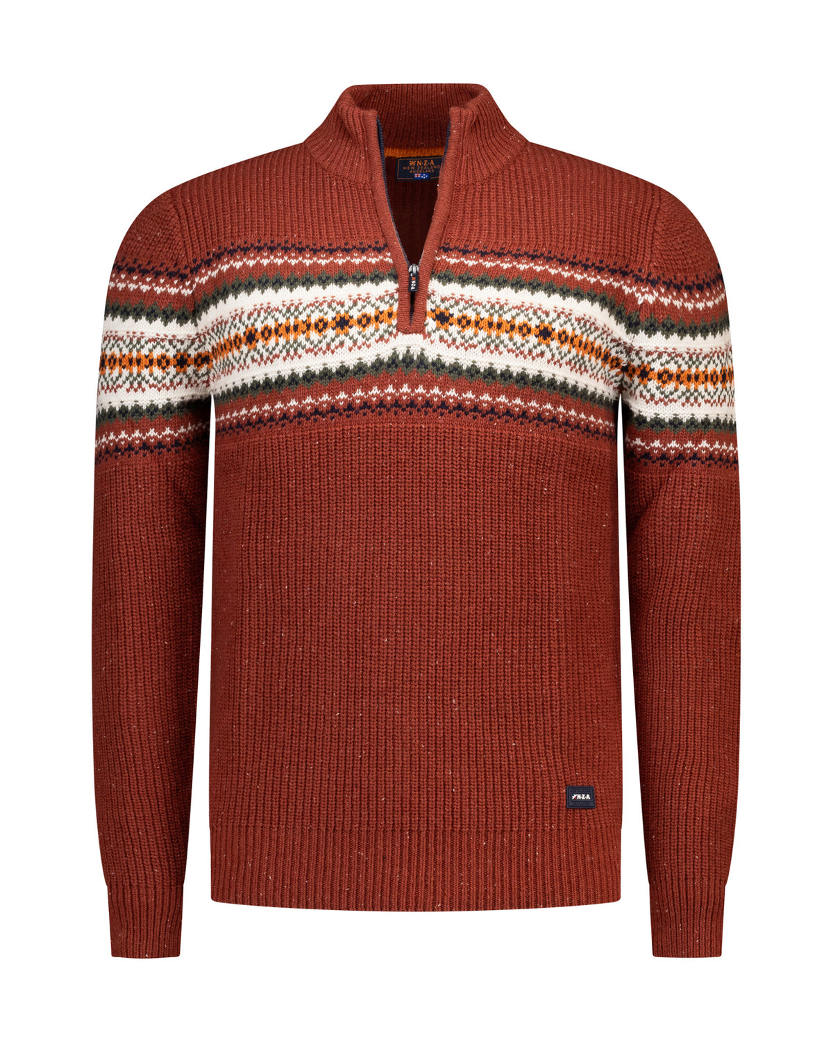 Pullover N.Z.A. half zip - Burnt red melange