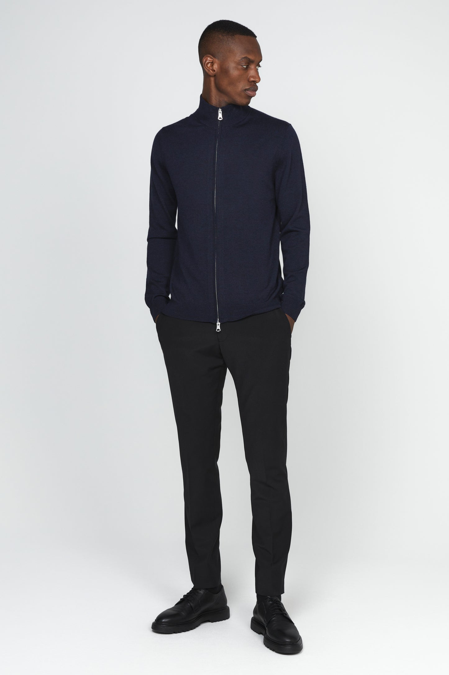 Cardigan Mason 100% merino Matinique - Dark navy melange