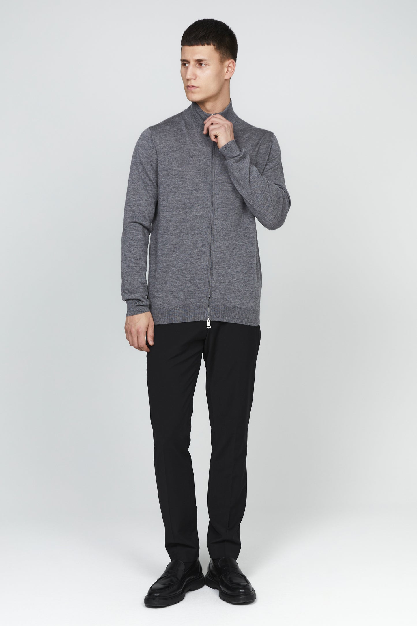 Cardigan Mason 100% merino Matinique - Medium Grey melange