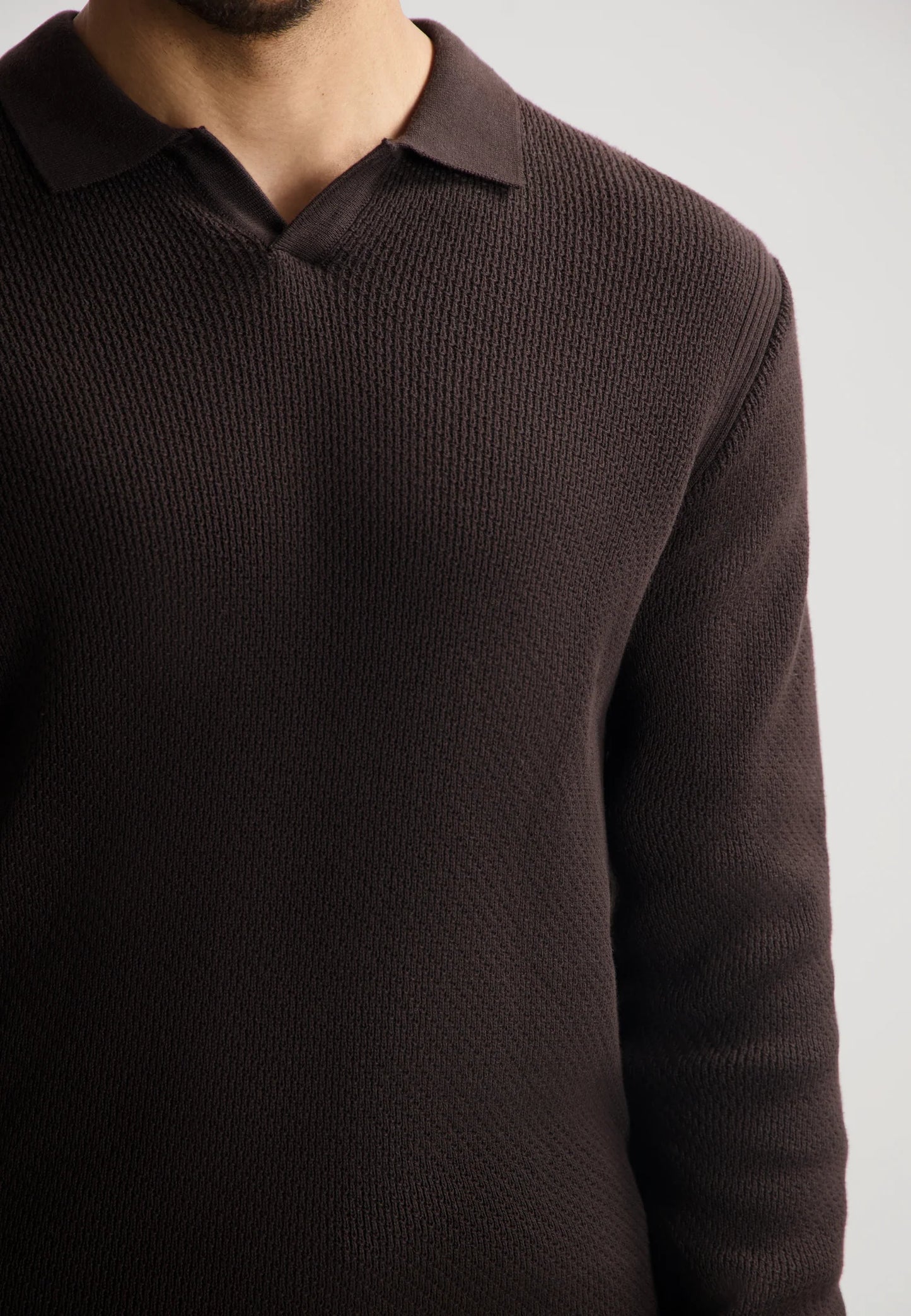 Trui Dstrezzed Kostas lonsleeve polo dark brown