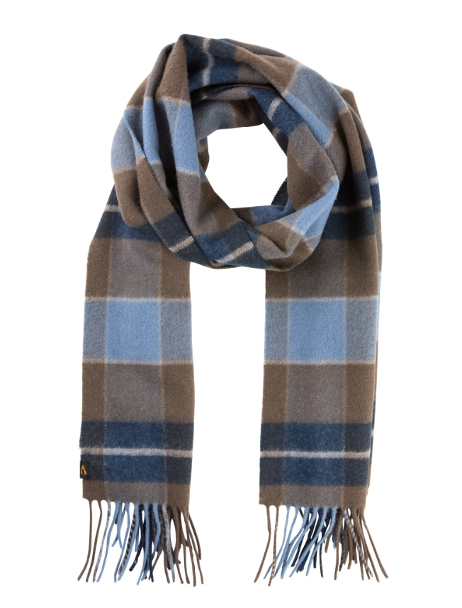 Sjaal Camel wol - Ruit stone blue
