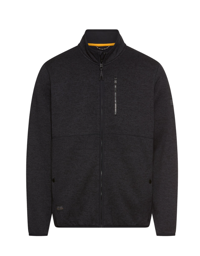 Knitted fleecejacket Camel - Donkerblauw