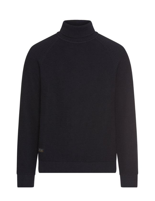 Trui Camel gebreid met opstaande kol - Donkerblauw