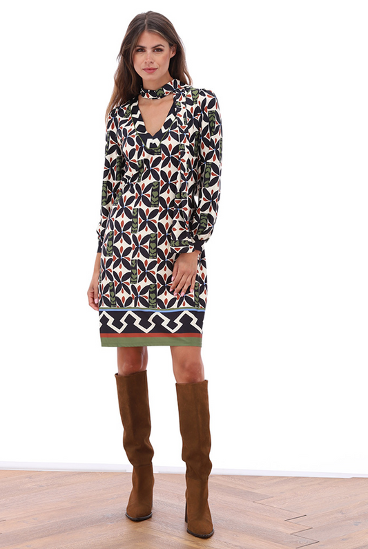 Jurk K-Design B108 Vhals met print - P002