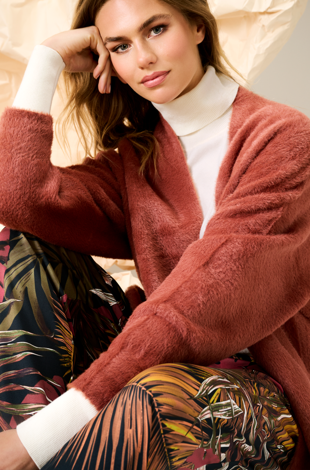 Lange cardigan K-Design B319 met wijde mouwen - Arabian spice