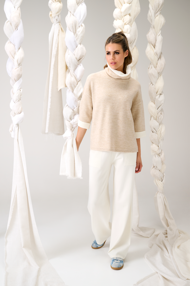 Pull K-Design B855 dubbele rolkraag - Sand