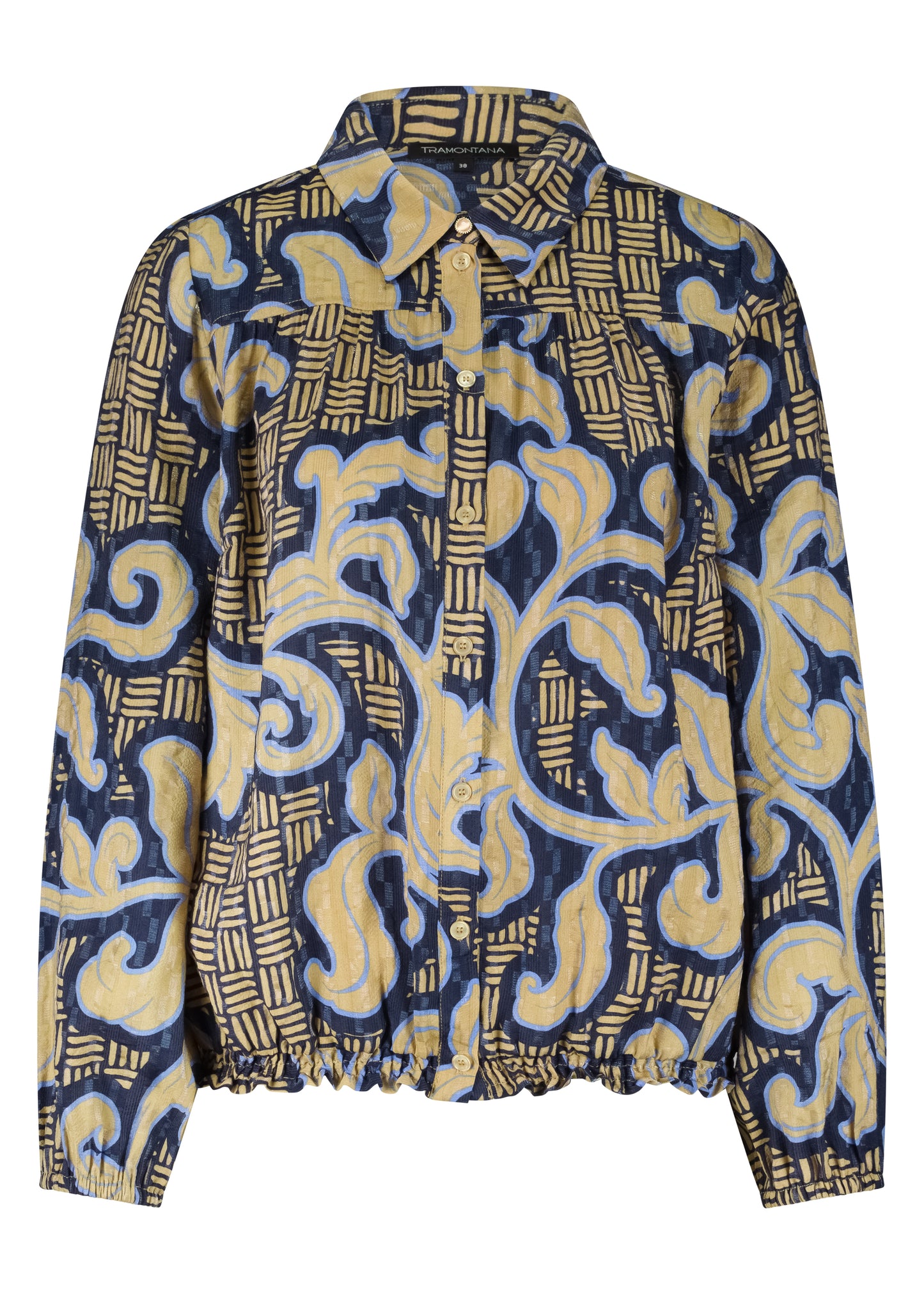Blouse Tramontana modern rococo tie detail - Print blues