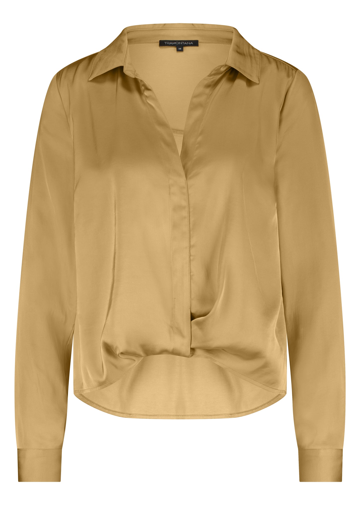 Blouse Tramontana hammered satin wrap blouse camel