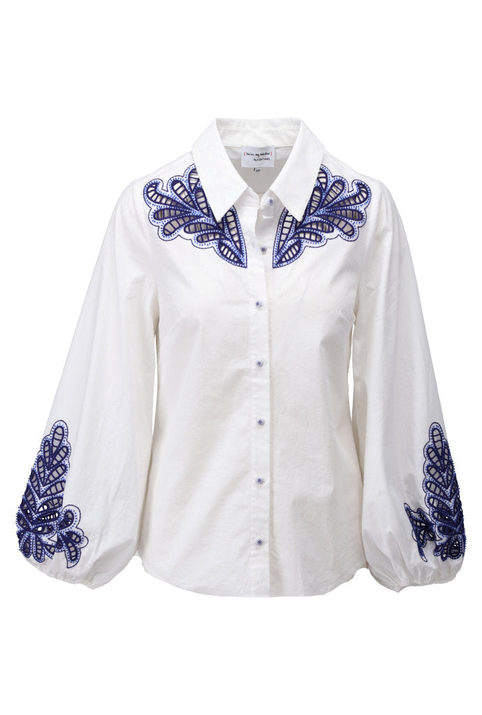 Blouse Kdesign blouse met borduursel indigo B731L