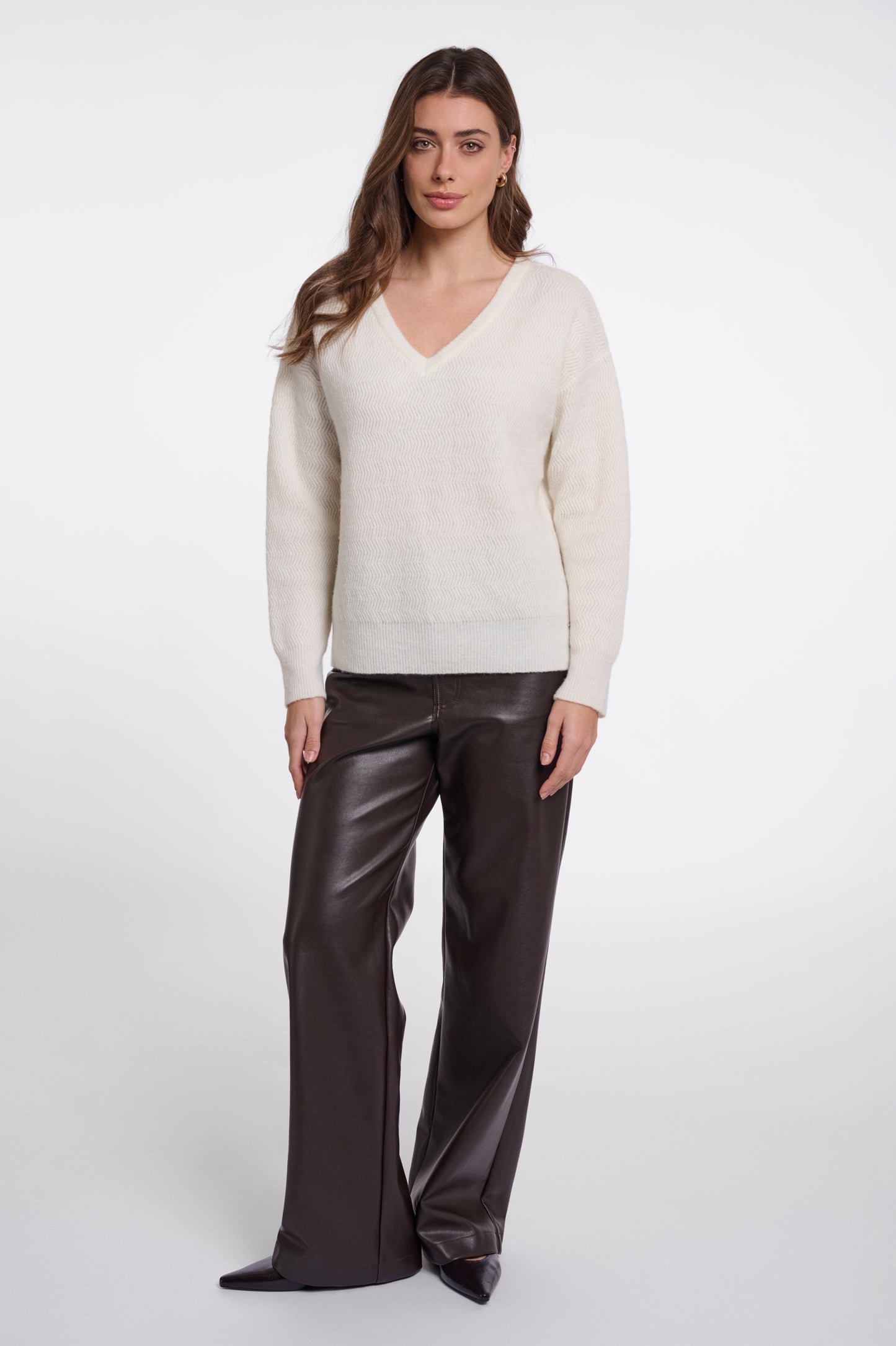 Trui Rino&Pelle Ellise V-neck pullover - Snow white