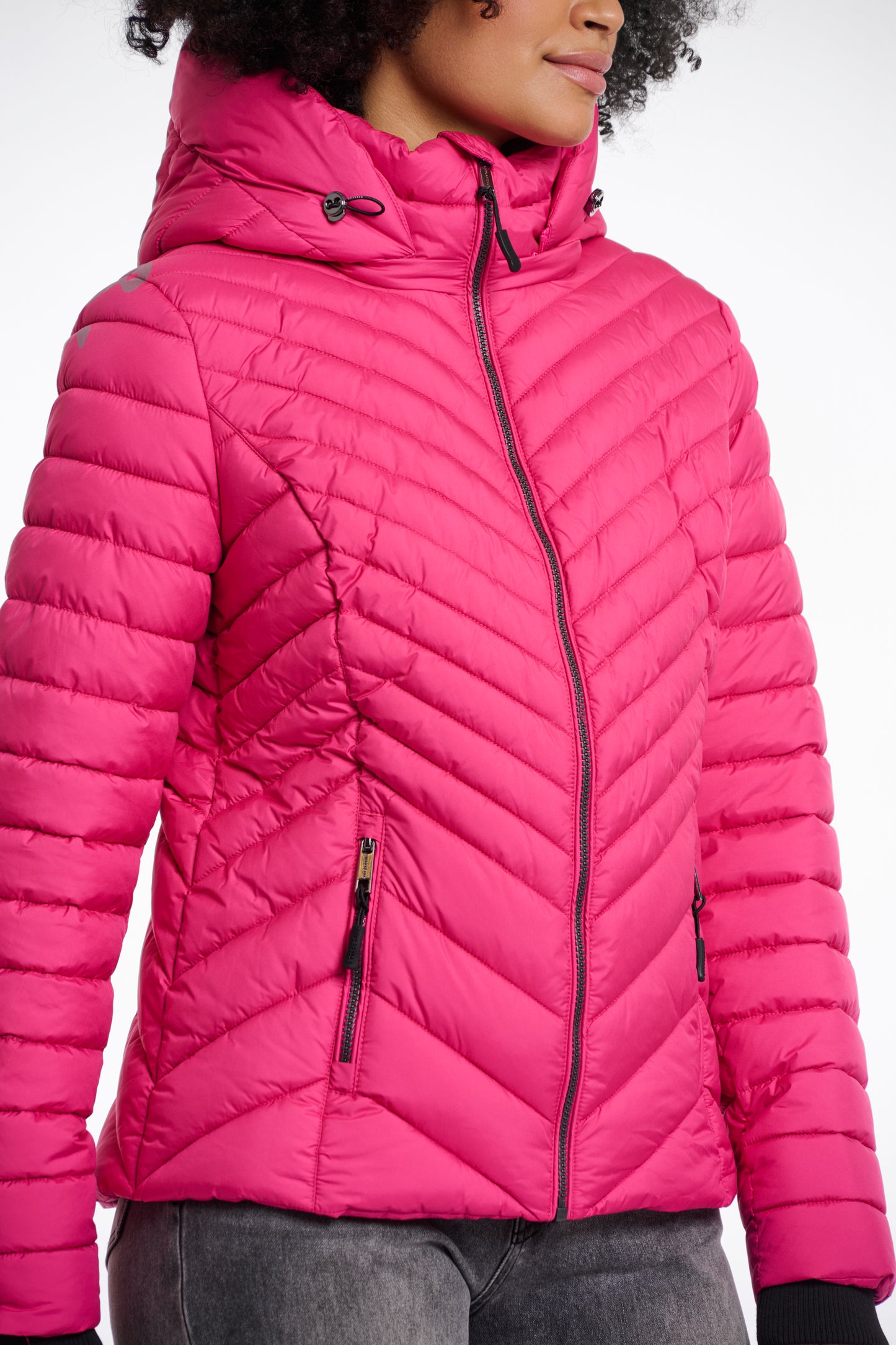 Jas Rino&Pelle Erin padded jacket detachable hood - Deep pink