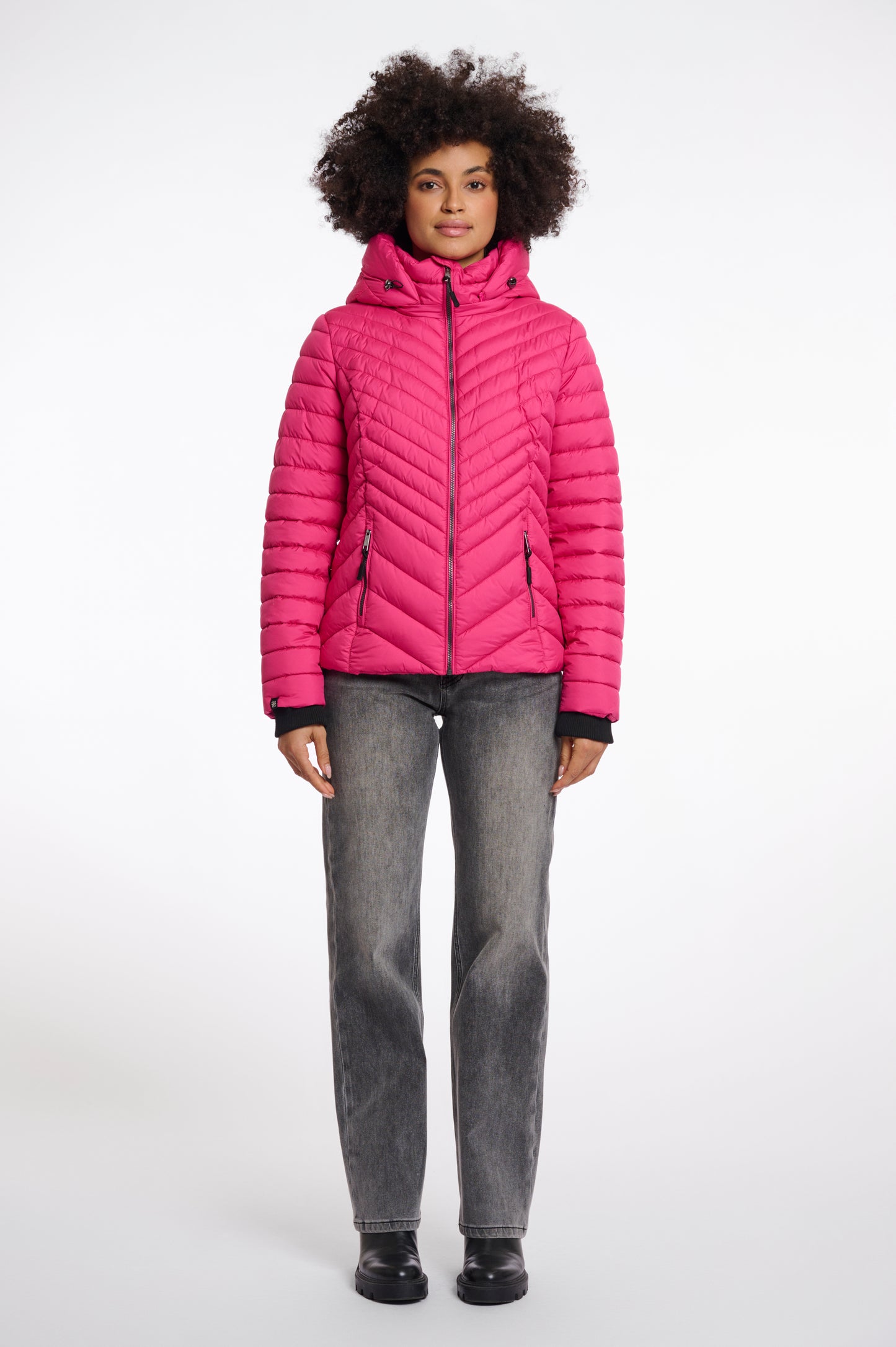 Jas Rino&Pelle Erin padded jacket detachable hood - Deep pink