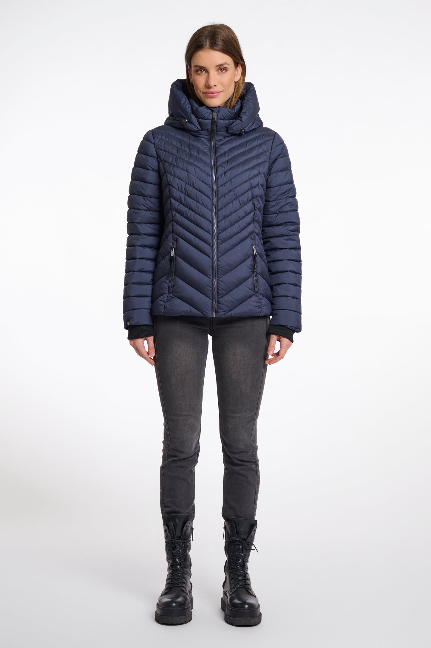 Jas Rino&Pelle Erin padded jacket detachable hood - Night grey