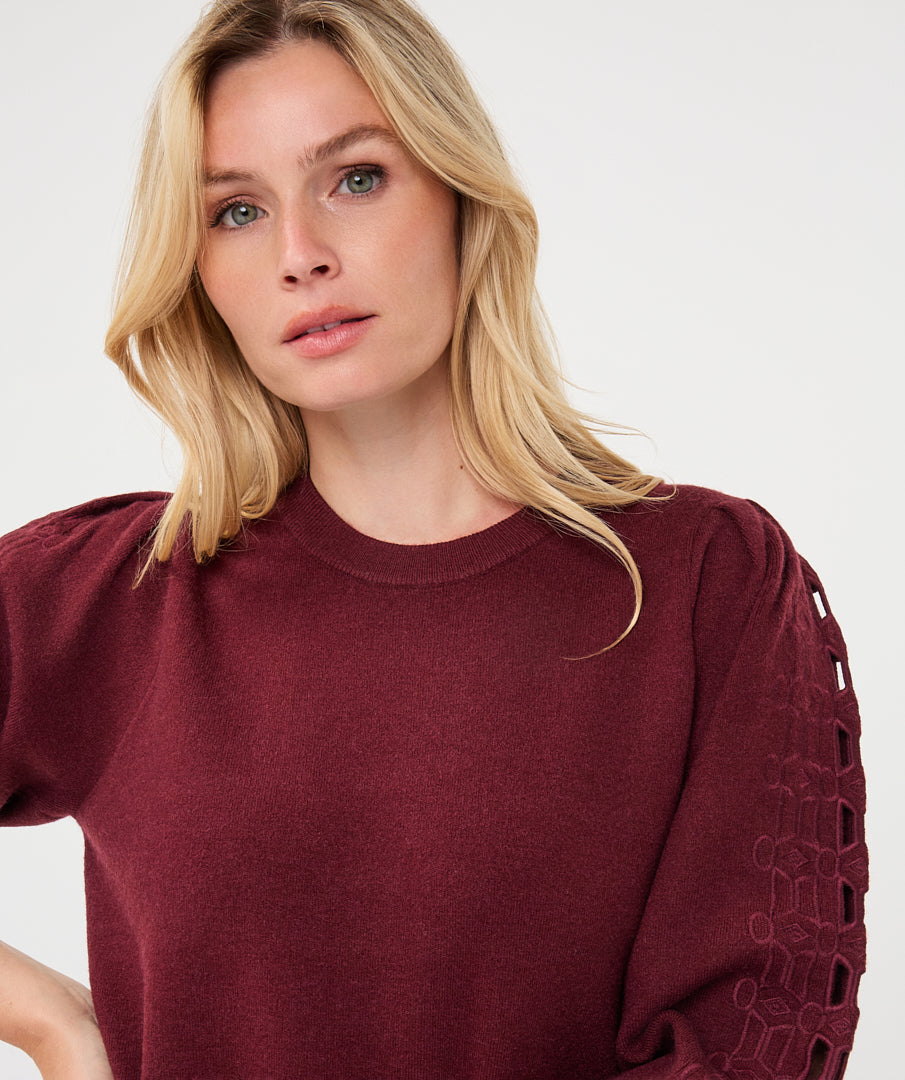 Jurk Esqualo knit embroidery - Merlot