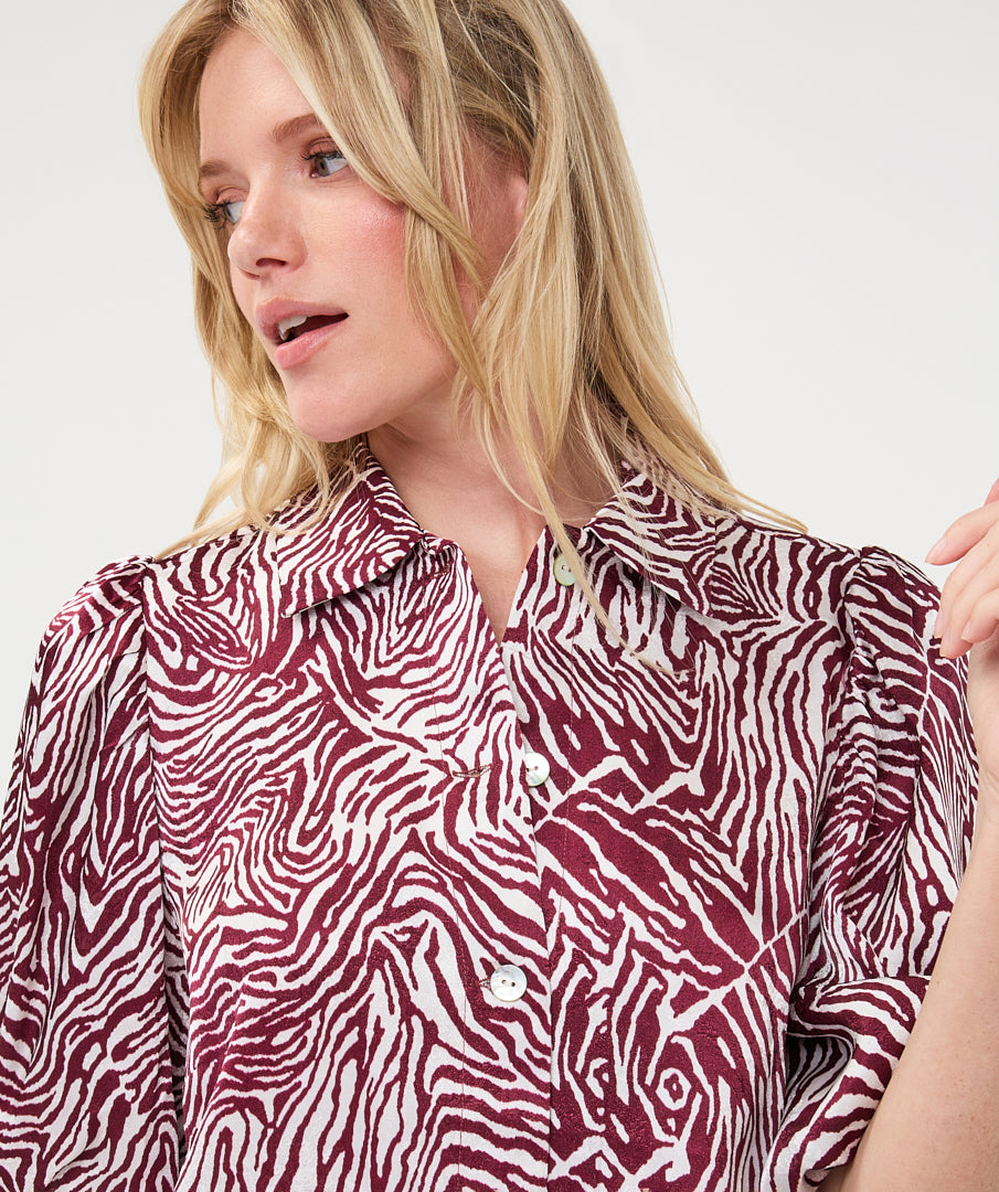 Blouse Esqualo wide s/slve zebra - Print merlot