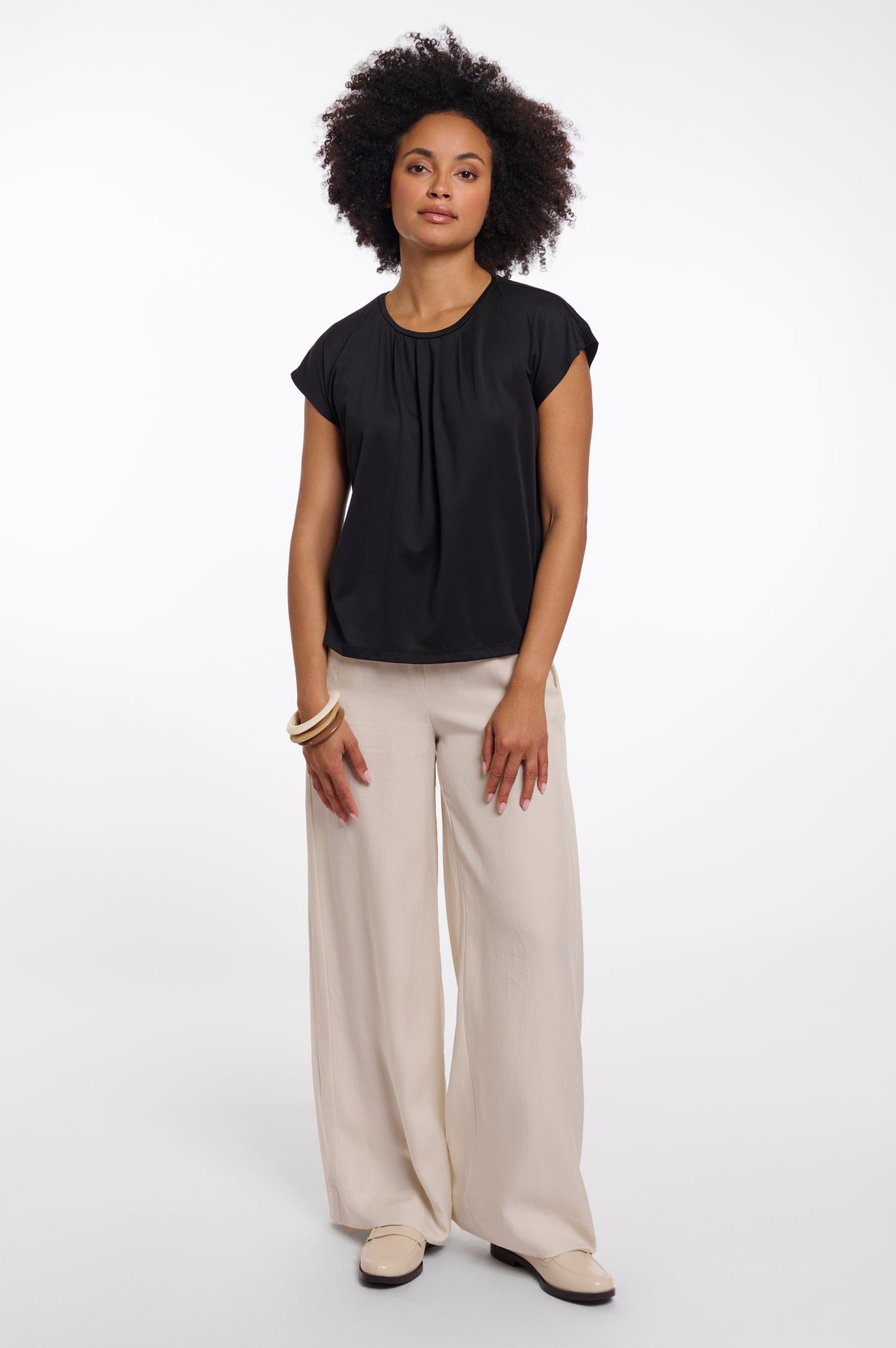 Top Rino&Pelle Ladonna short sleeve top with pleating detail - Black