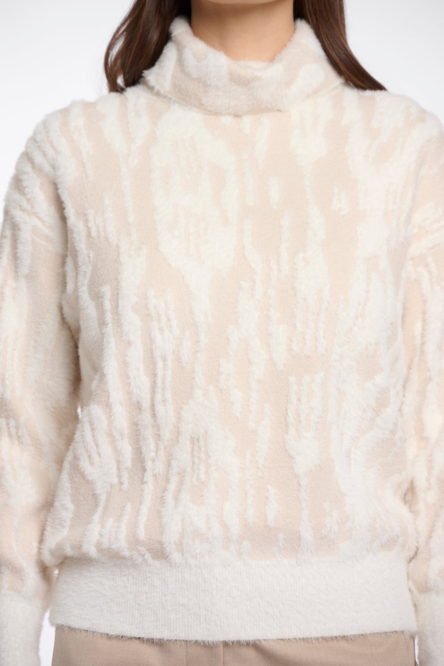 Trui Rino&Pelle Naura boxy turtleneck - Birch snow zebra