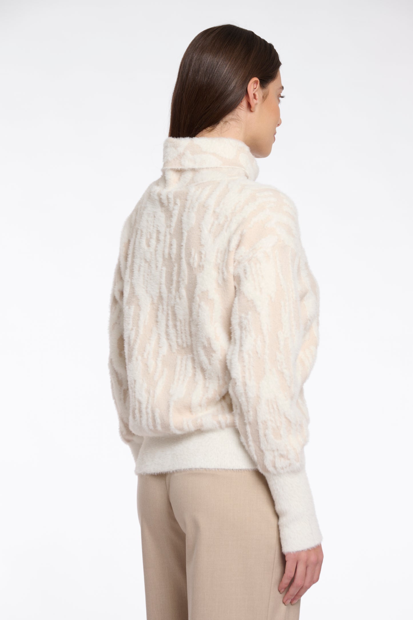 Trui Rino&Pelle Naura boxy turtleneck - Birch snow zebra
