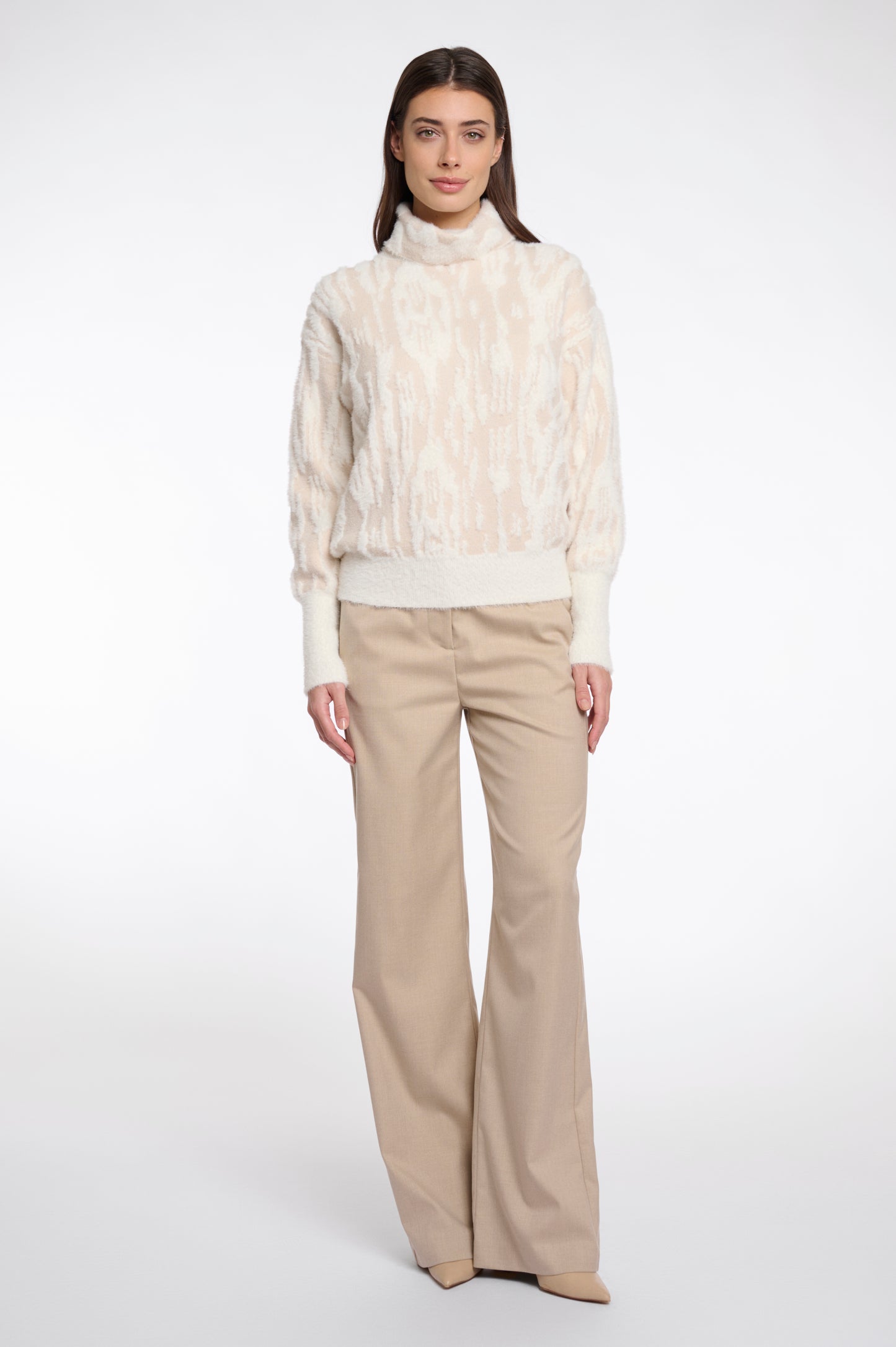 Trui Rino&Pelle Naura boxy turtleneck - Birch snow zebra