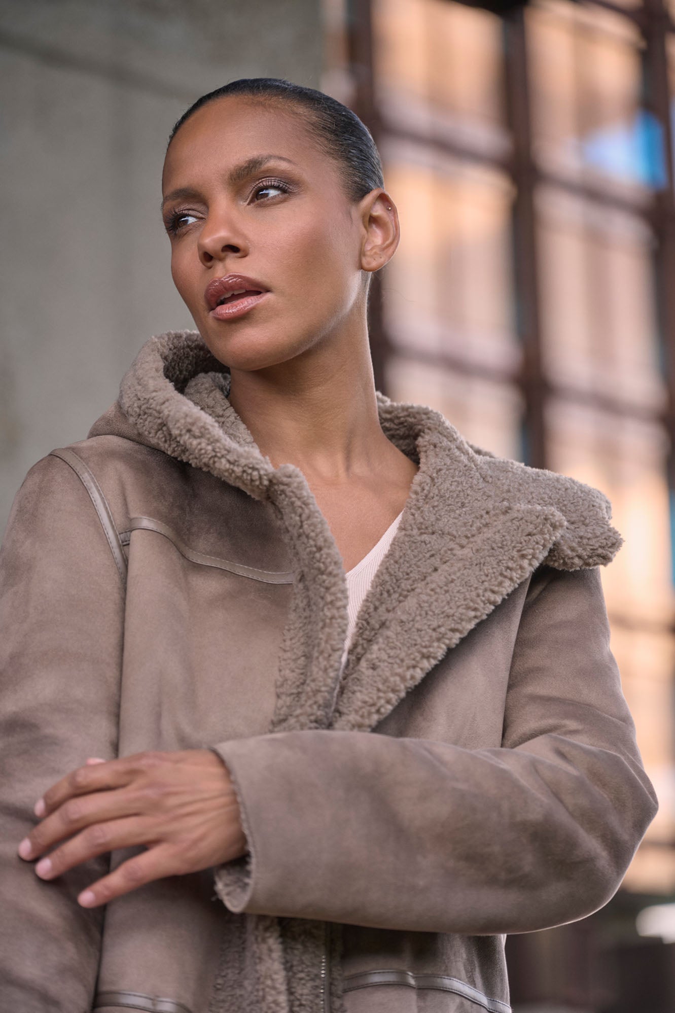 Jas Rino&Pelle reversible hooded coat kleur Toffee