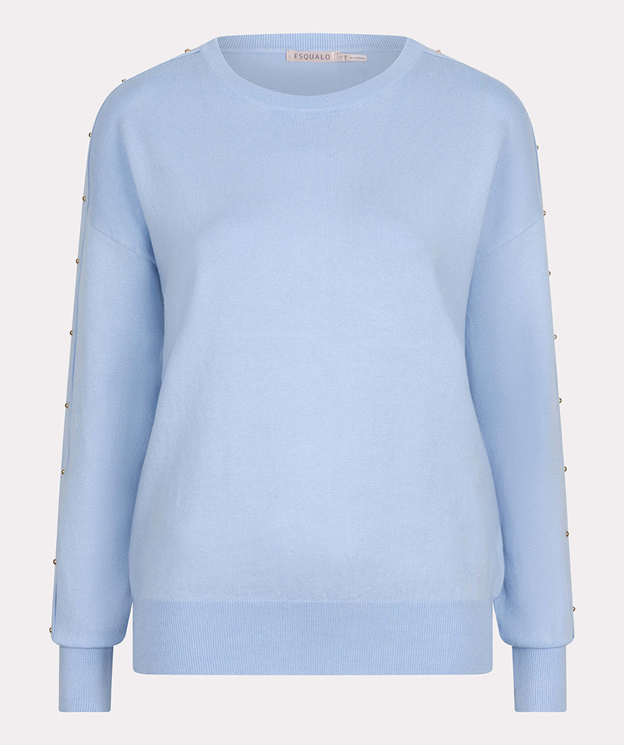 Trui Esqualo sweater oversized basic knit sky blue
