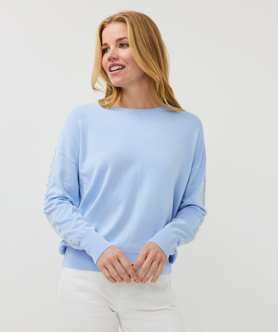 Trui Esqualo sweater oversized basic knit sky blue