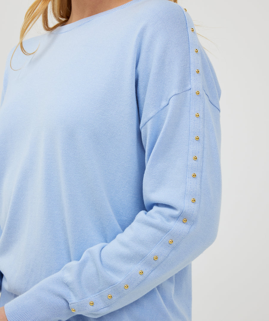 Trui Esqualo sweater oversized basic knit sky blue