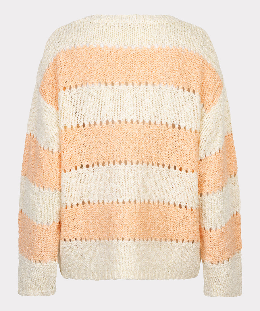Trui Esqualo sweater striped ecru/bellini