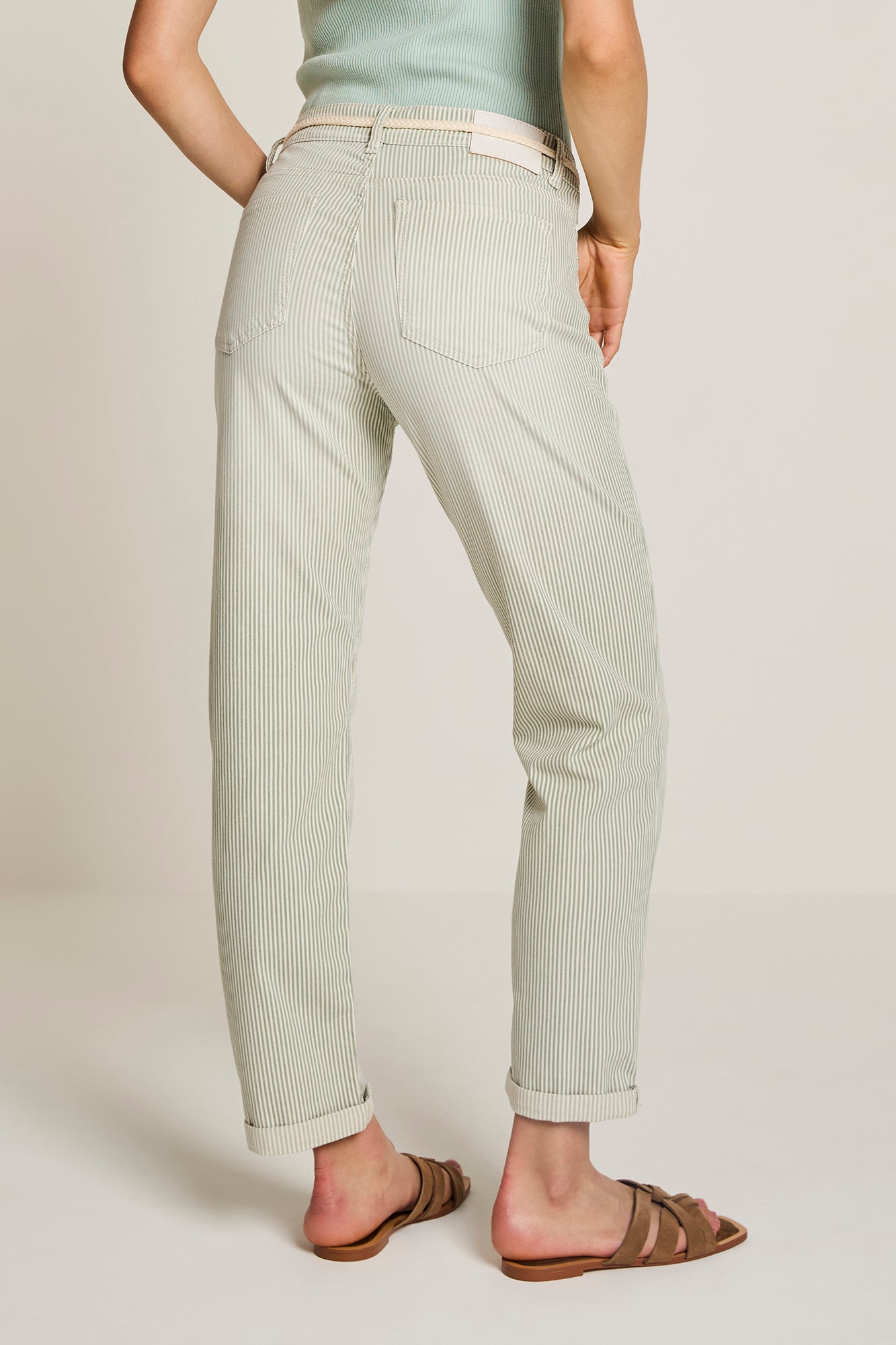 Broek Para Mi Bobby spring stripes - Light olive