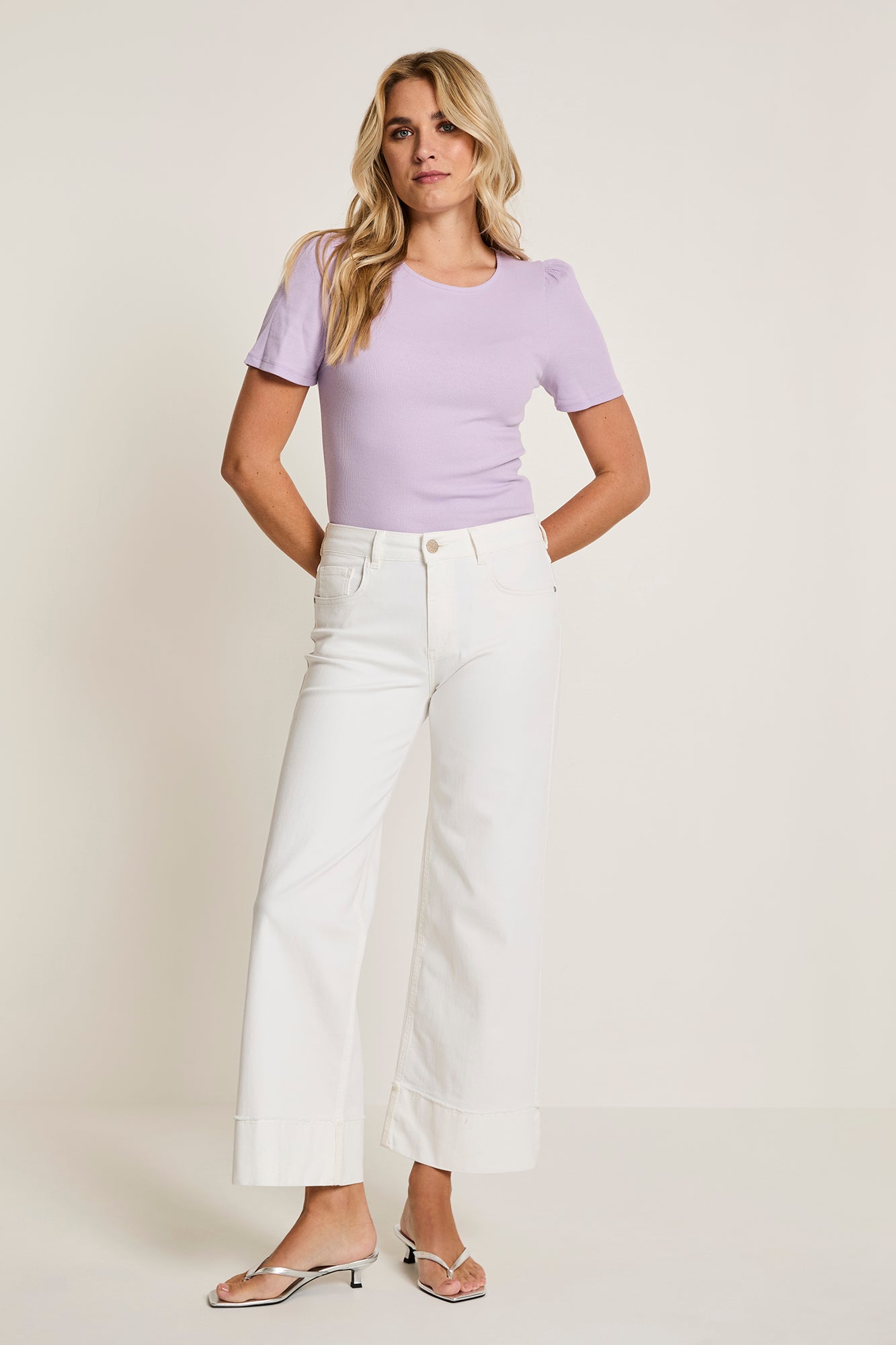 Broek Para Mi Mira (turn up) color denim - White