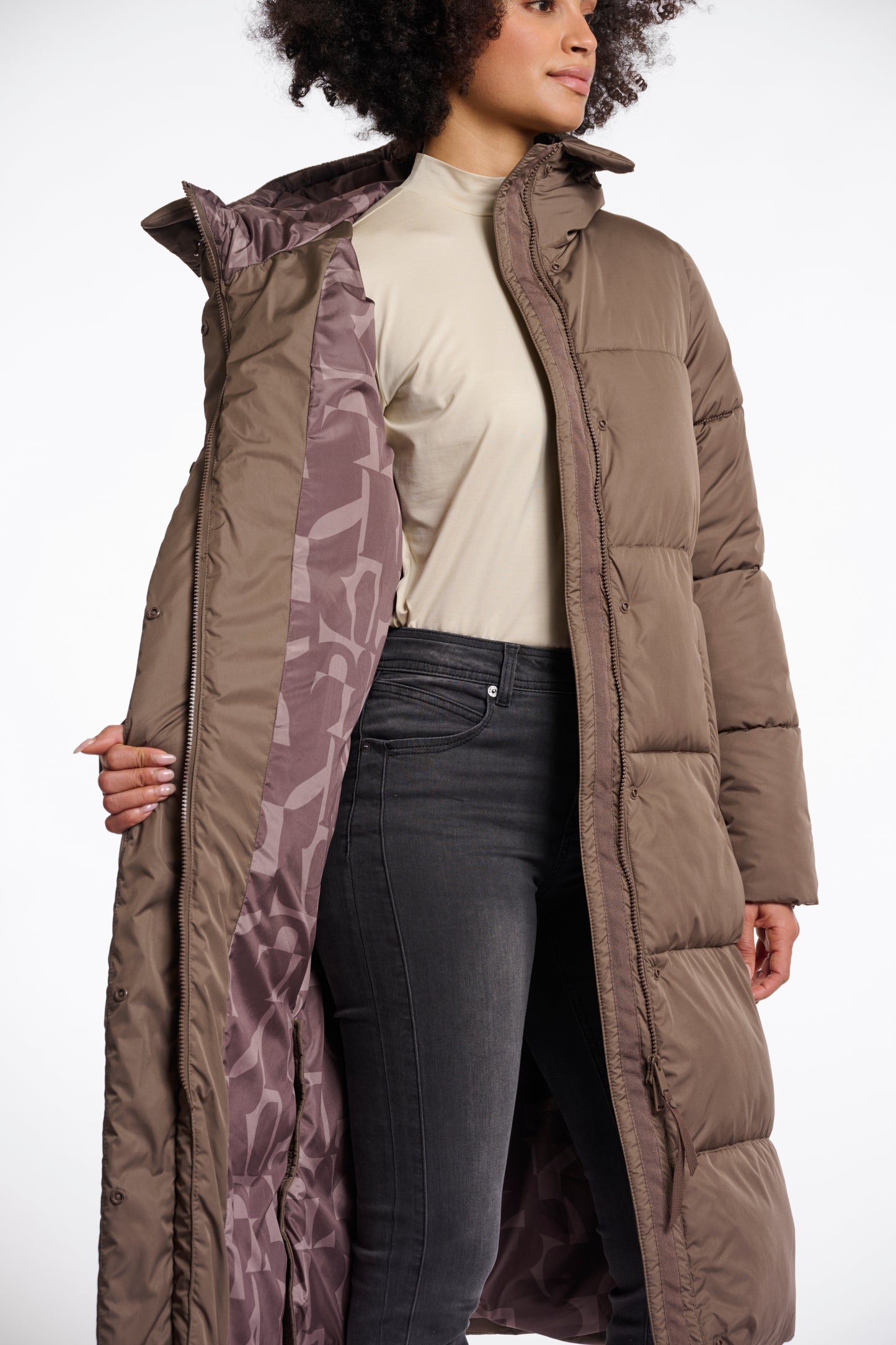 Jas Rino&Pelle Tessa long hooded padded coat - Toffee