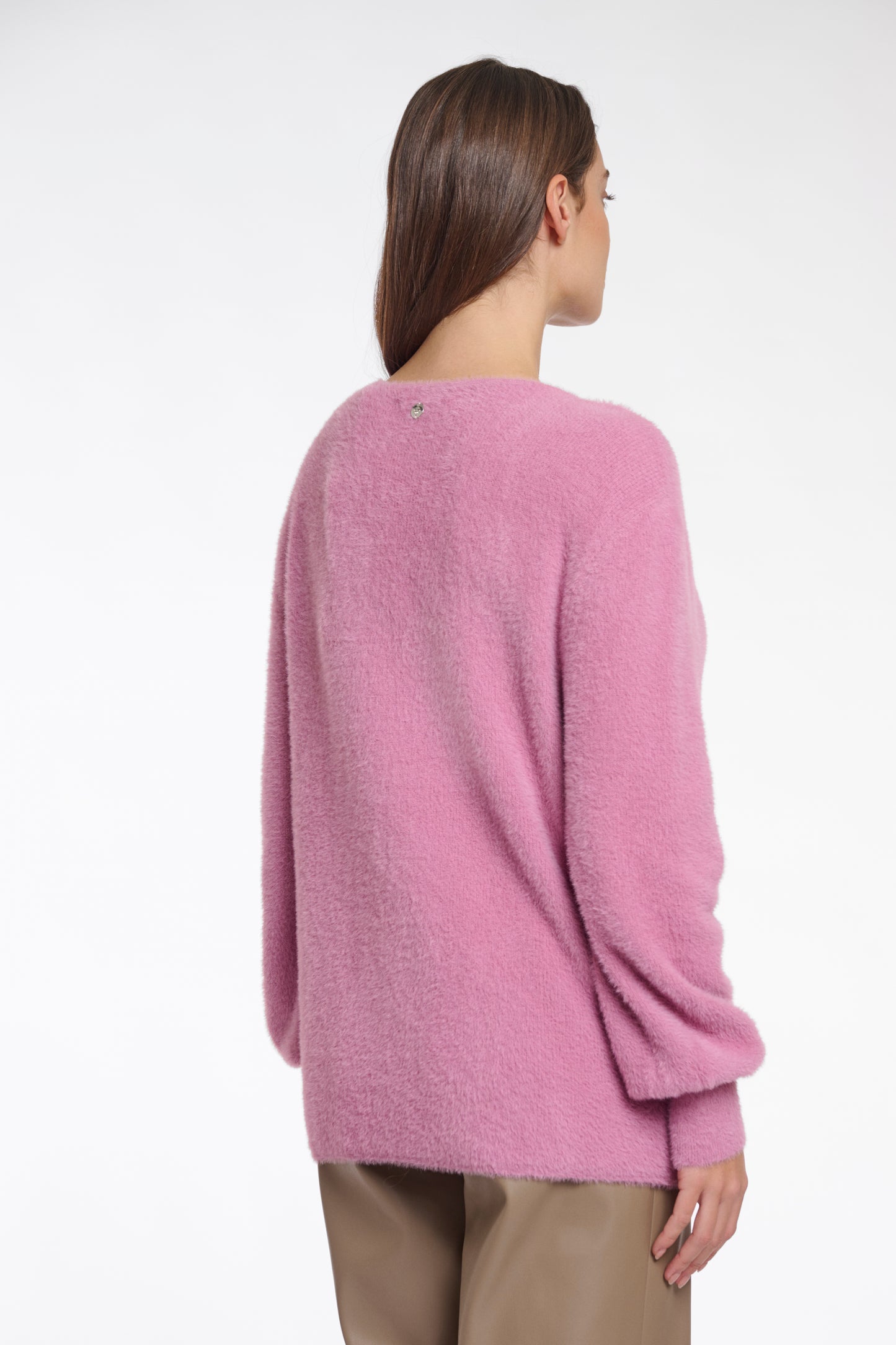 Trui Rino&Pelle Verena knitted V-neck sweater - Mauve pink