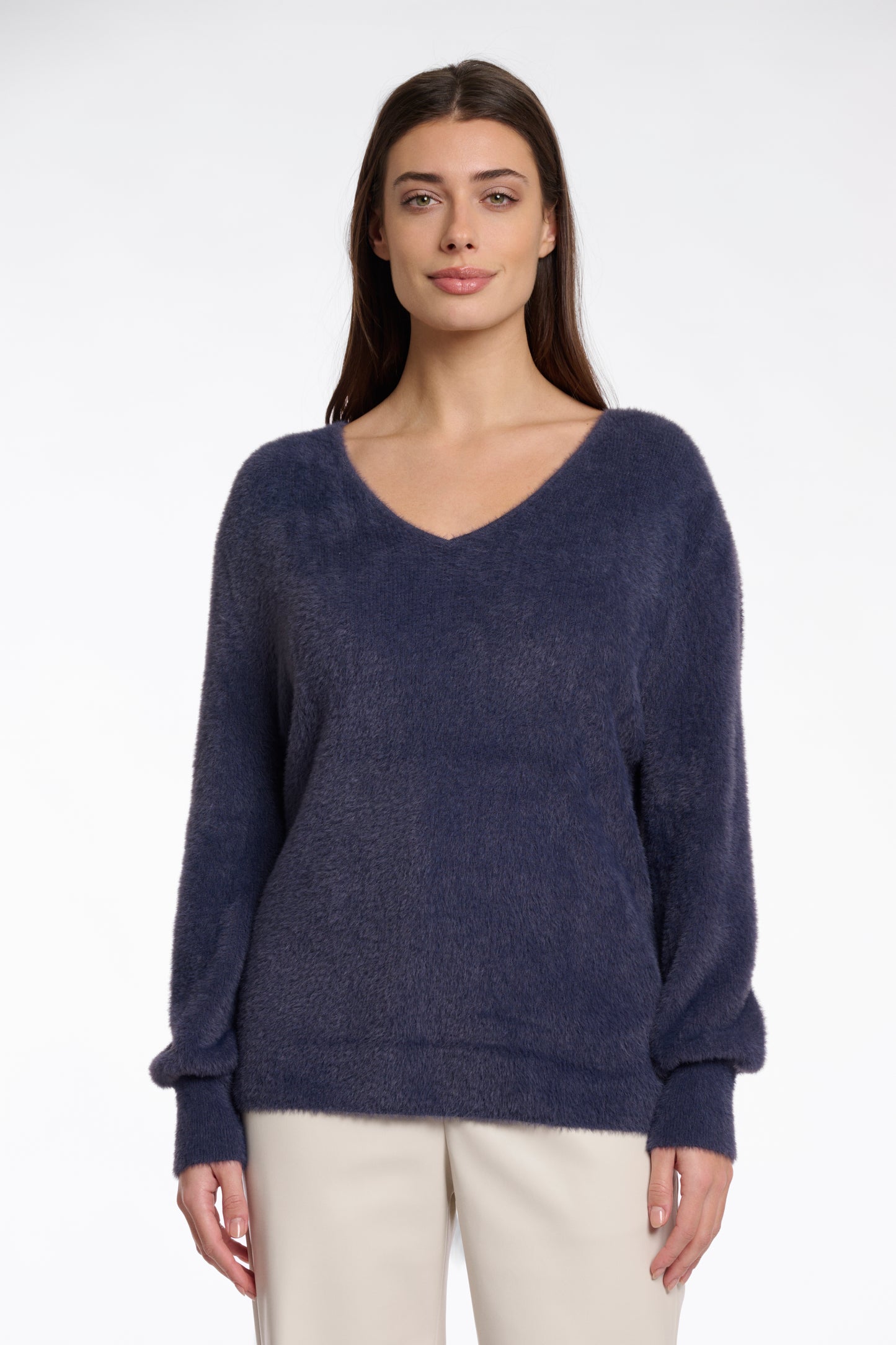 Trui Rino&Pelle Verena knitted V-neck sweater - Night grey