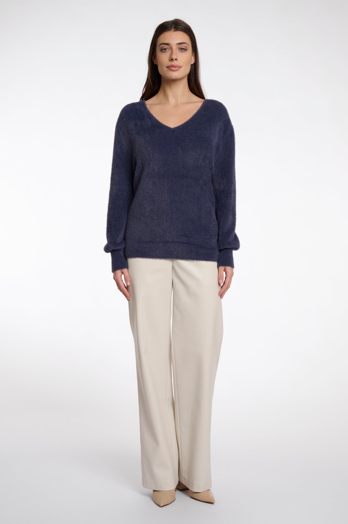 Trui Rino&Pelle Verena knitted V-neck sweater - Night grey