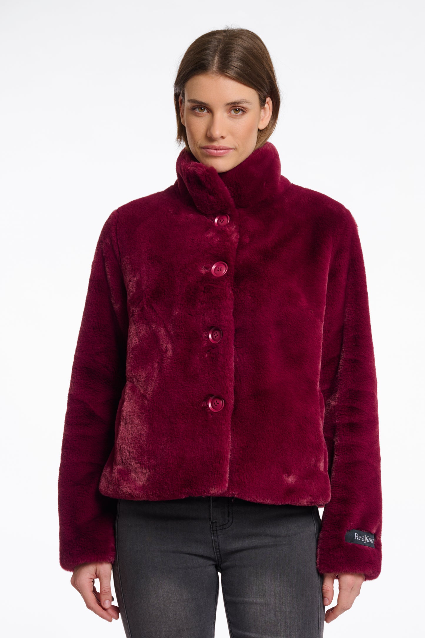Jas Rino&Pelle Vie single breasted fake fur - Sugar plum