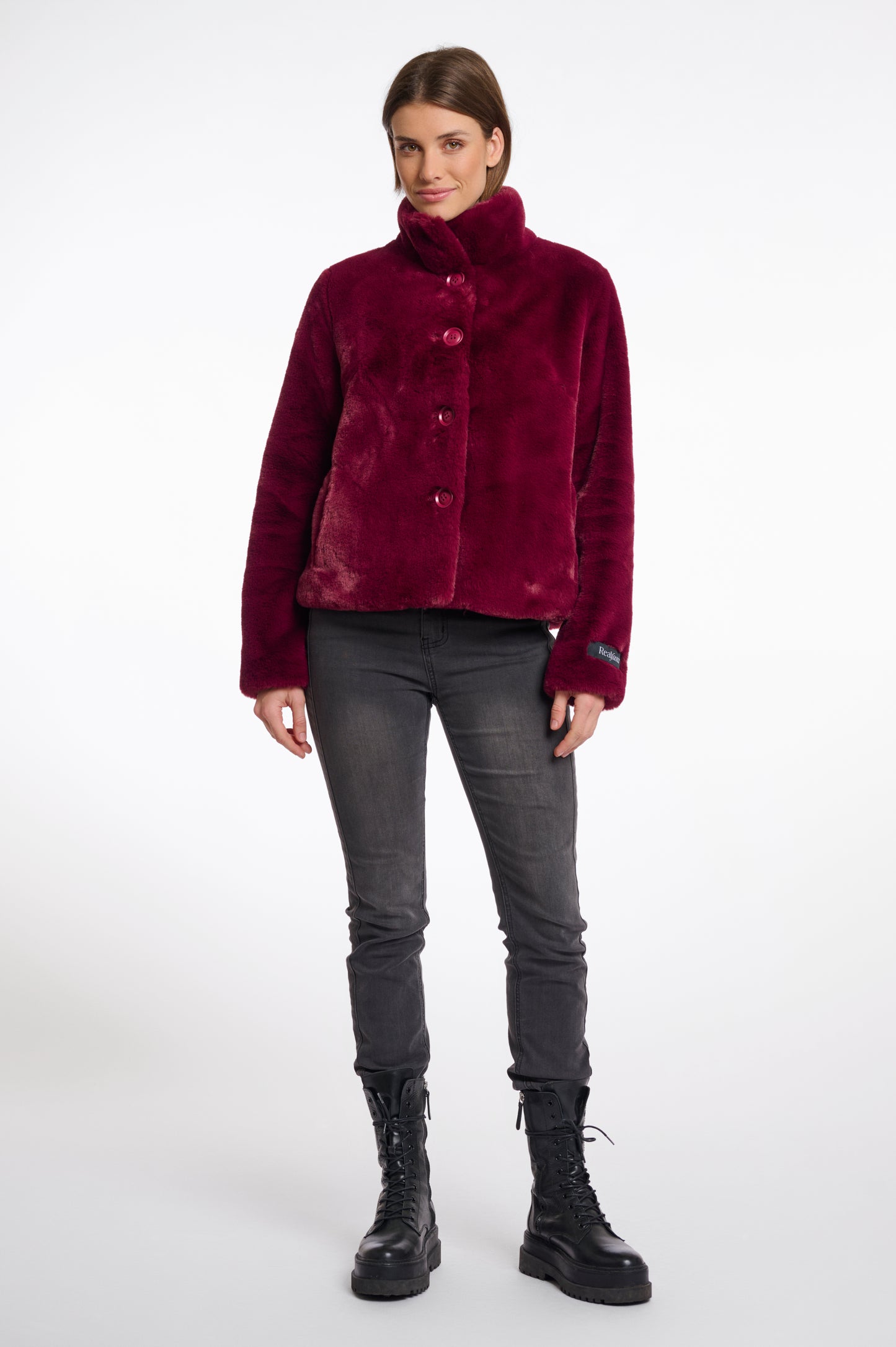 Jas Rino&Pelle Vie single breasted fake fur - Sugar plum