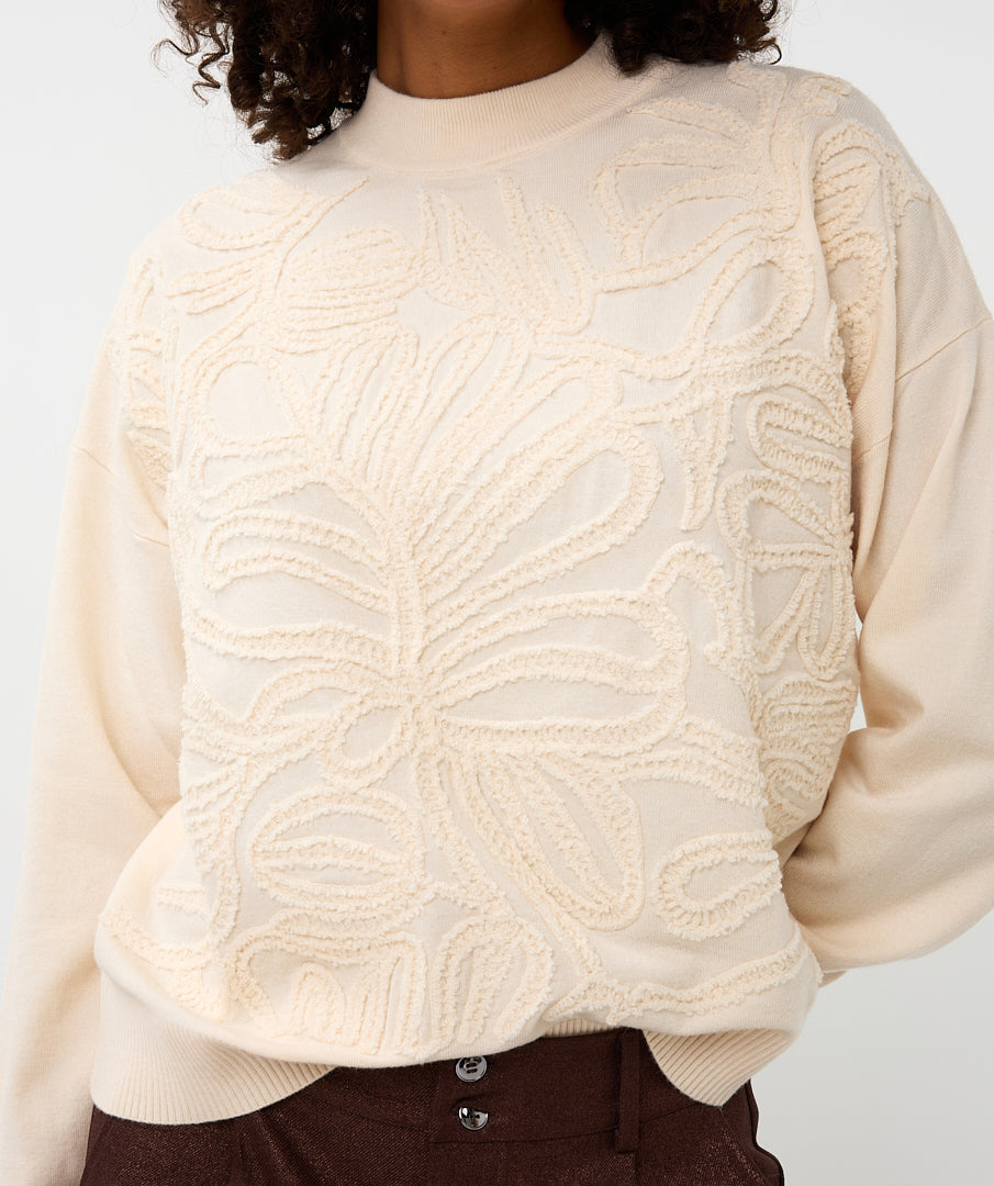 Trui Esqualo embroidery - Natural