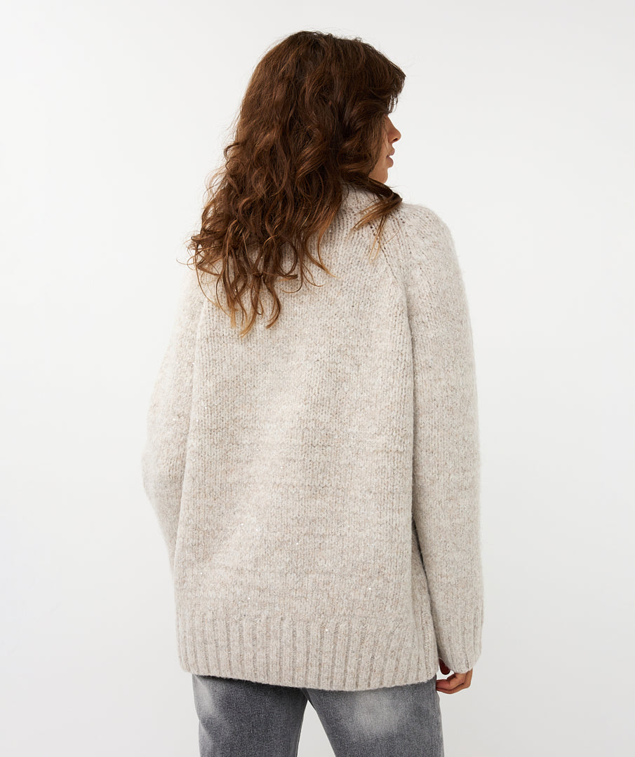 Cardigan Esqualo embellished feathers - Light sand