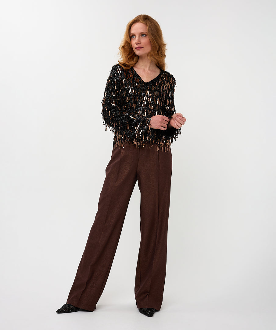 Blouse Esqualo fringes sequins - Black
