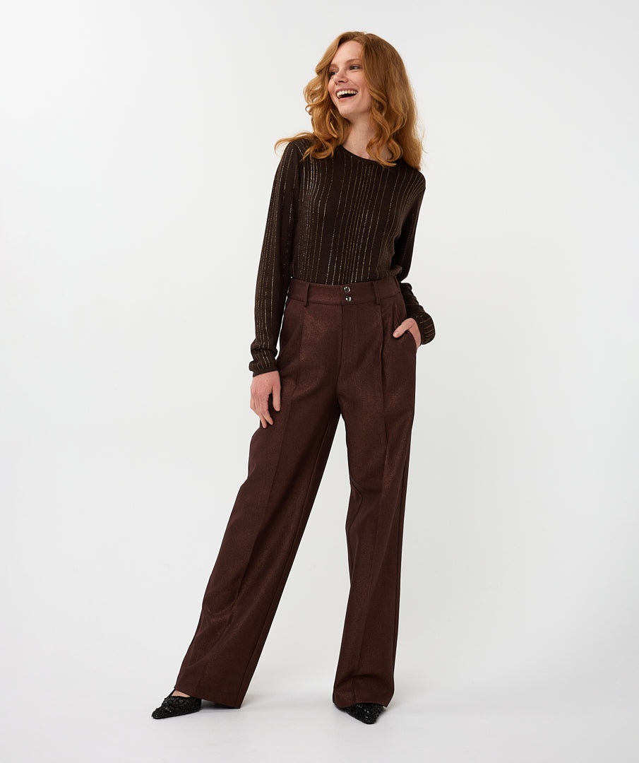 Pull Esqualo turtleneck sequins - Chocolate