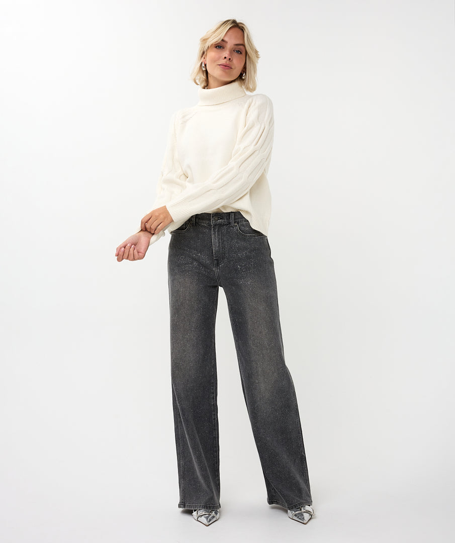 Trui Esqualo raglan cable sleeve - Off white
