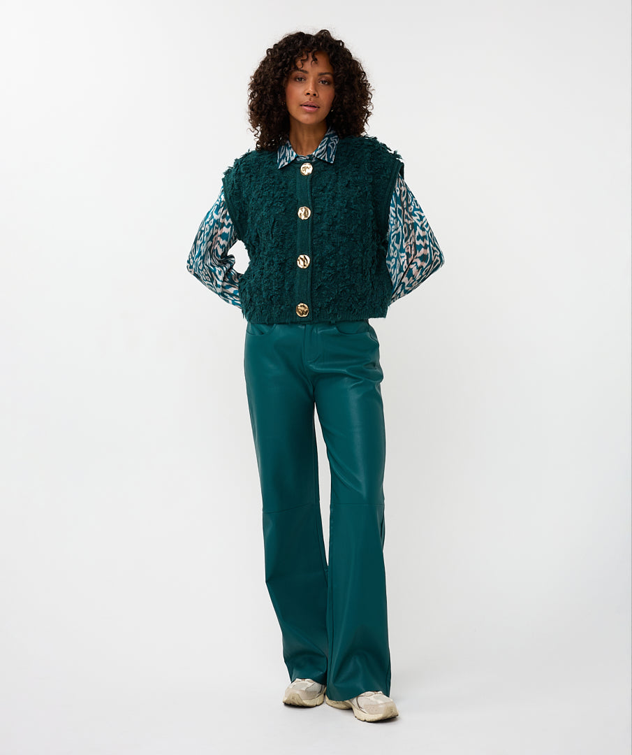 Cardigan Esqualo fringes big buttons - Teal