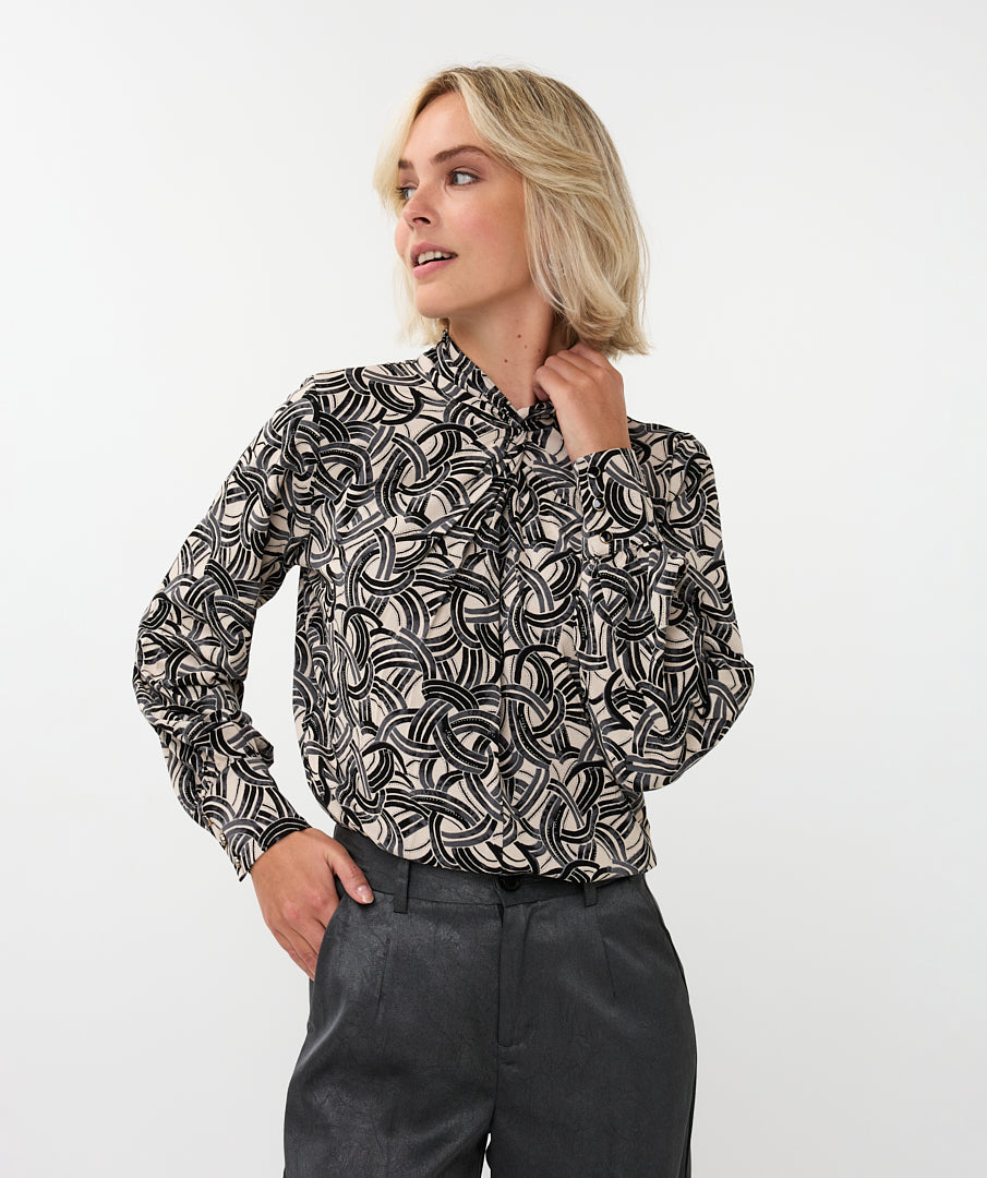 Blouse Esqualo col pleat sprakling nights - Black/white