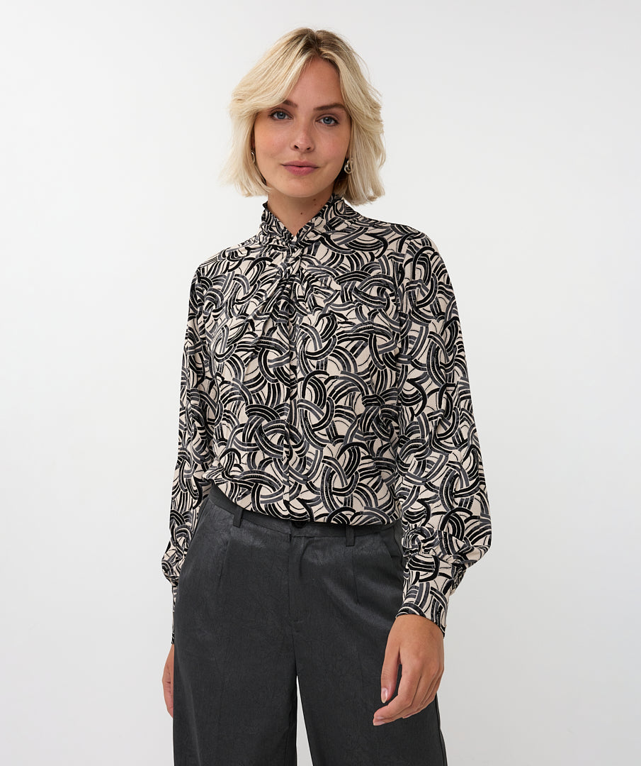 Blouse Esqualo col pleat sprakling nights - Black/white